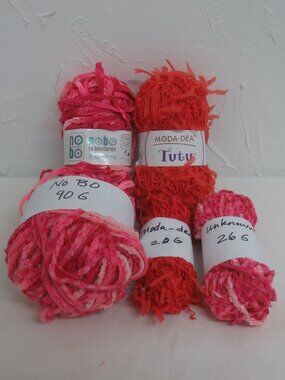 NEW NoBo Moda-Dea Yarn Pinks Metallic Tutu Mixed Fiber Lot of 5 Fancy 236 Grams